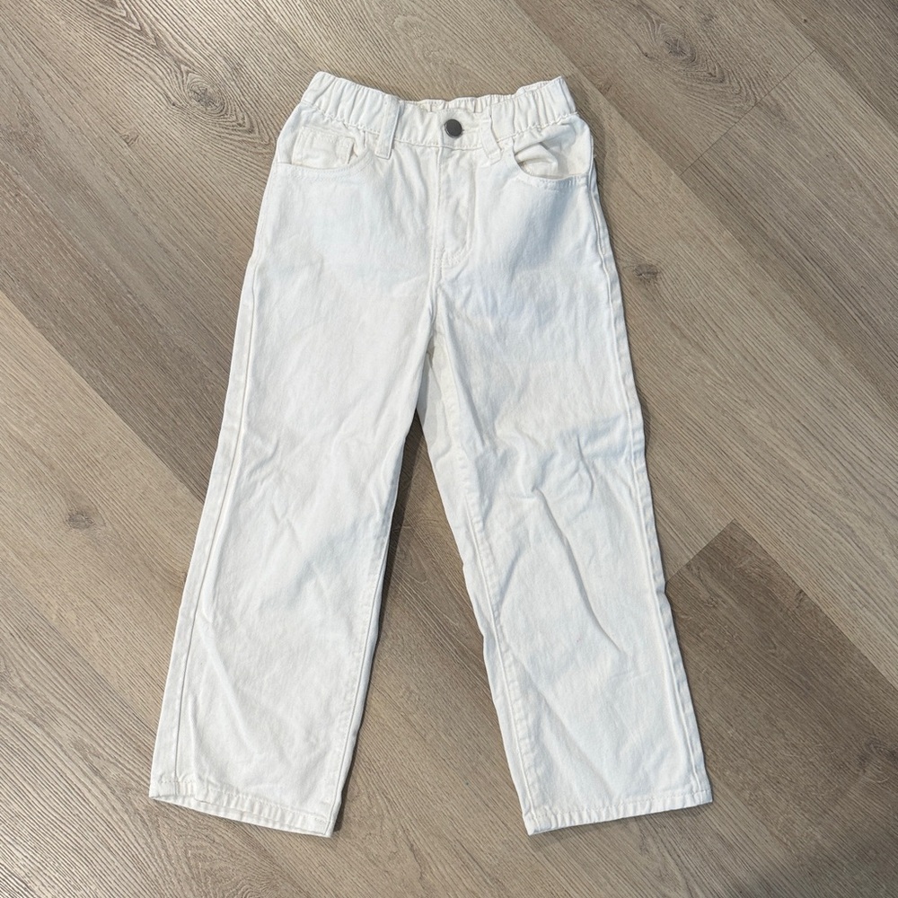 SHEIN Kids White Elastic Waist Jeans